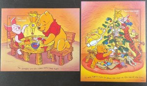 Turks & Caicos 2 Disney Winnie the Pooh, Eeyore and Piglet Souvenir Sheets