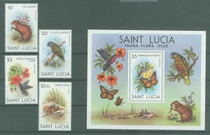 St. Lucia #538-542 Unused Souvenir Sheet (Fauna) (Flora)