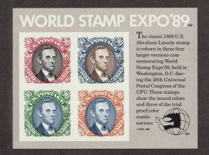 USA Stamps World Stamp Expo 1989 U.S. Stamps MNH  Souvenir Sheet of 4