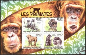 Burundi 2011 Monkeys Primates Sheet MNH