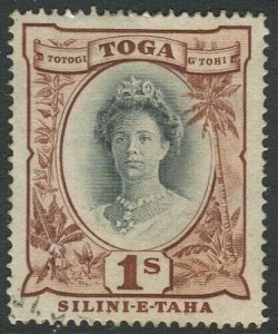 Tonga 1942 SG80 1/- Queen Salote black and red-brown FU