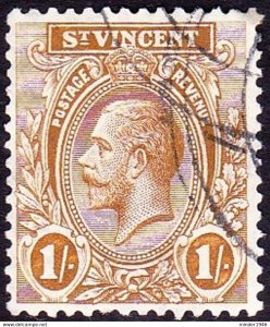 ST VINCENT 1914 KGV 1/- Bistre SG117 FU