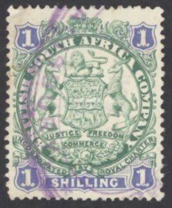 Rhodesia Sc# 33 Used (a) 1896 1sh Coat of Arms