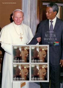 Union Island 2013 - Nelson Mandela and Pope John Paul II - Sheet of 4 Stamps MNH