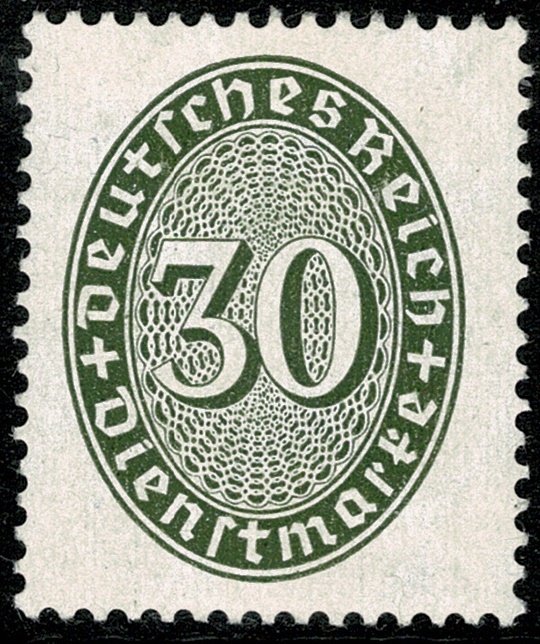 GERMANY 1927-33 OFFICIAL 30pf BRONZE GREEN SGO439 UNUSED (MH) SUPERB