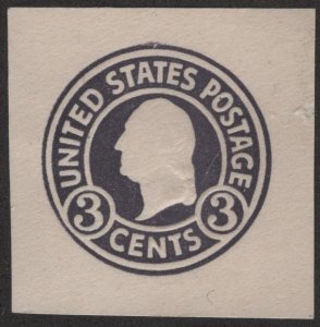 SC#U436 3¢ Washington Cut Square (1917) Unused