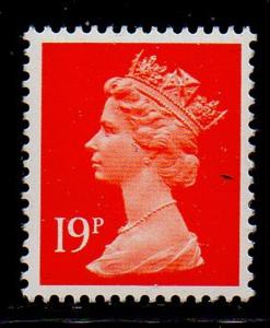 Great Britain Sc MH106 1988 19p bright orange QE II Machin Head stamp mint NH