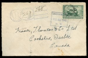 ?LOWER HAINESVILLE, N.B. Keyhole Registration handstamp 1942 cover Canada