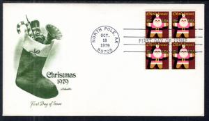 US 1800 Christmas Santa Block of Four Artmaster U/A FDC