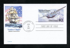 US UXC25 40c Air Mail Postal Card - Yankee Clipper UA Fleetwood cachet FDC