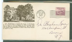 US 727 1933 3c Washington headquarters on an addressed first day cover with an illustrated cachet from an unknown publisher.