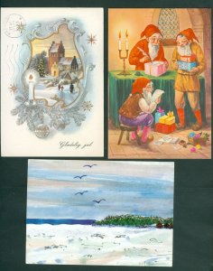 Denmark. 3 Christmas Card. Postal Used, With Christmas Seal. 1982-1983-1984.