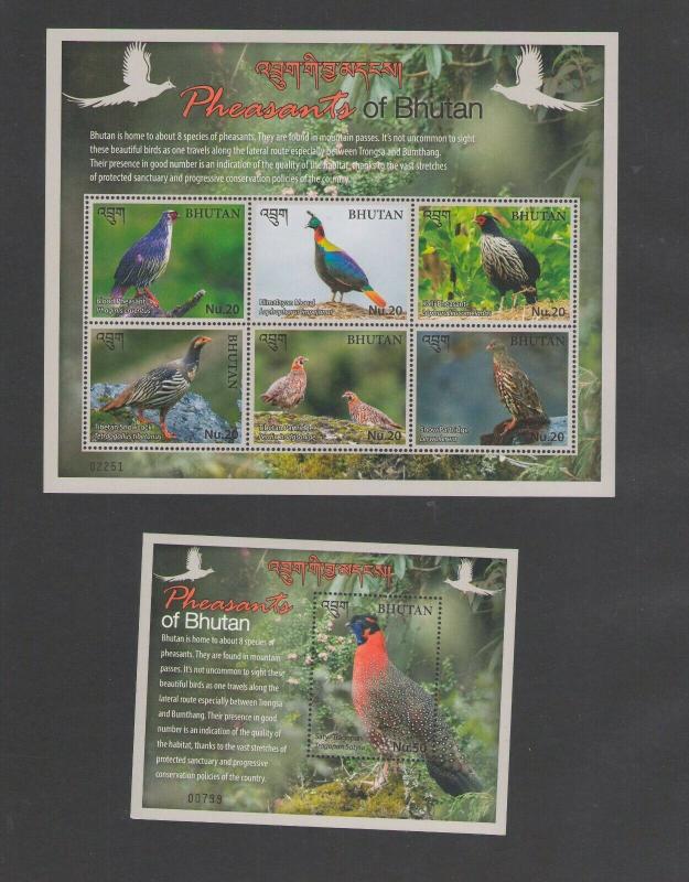 BHUTAN: 2018 N I **Beautiful PHEASANTS OF  BHUTAN**/ Sheet of 6 & SS / MNH