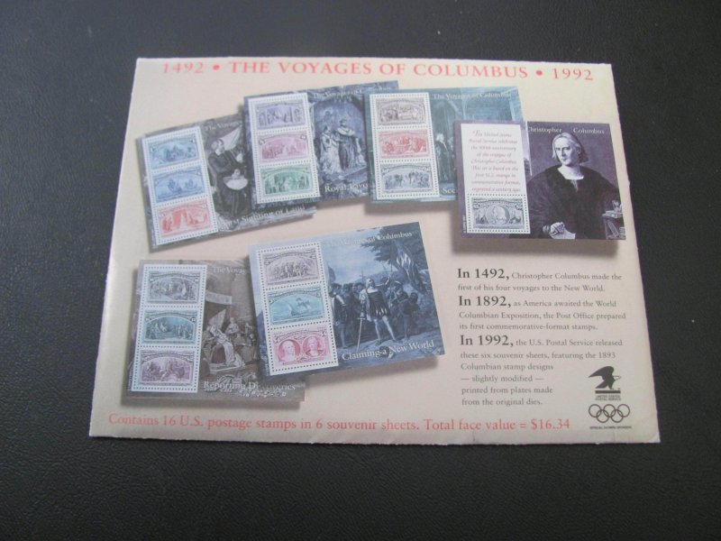 US  MNH 1992 COLUMBUS BOOKLET PACK