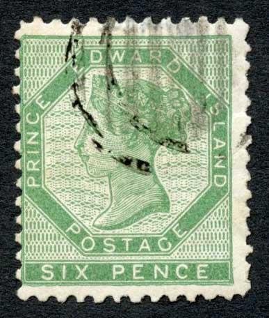 Prince Edward island SG17 6d Yellow-Green Cat 120 pounds 