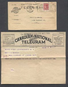 Canada-cover #4943-3c KGVI war-Middlesex-London,Ont-May 10 1943-CN Telegram