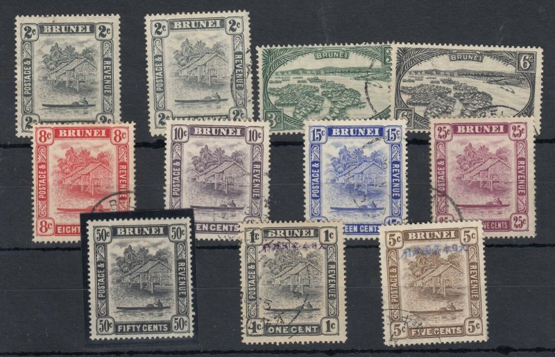 Brunei KGVI 1948 Collection Of 11 To 50c SG89 MLH/VFU J7071