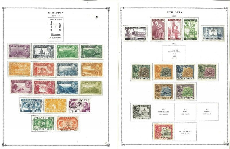 Ethiopia 1894-1992 Mint in Mounts & Used Hinged on Scott International Pages