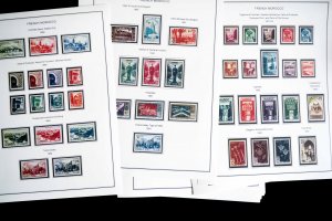 COLOR PRINTED FRENCH MOROCCO 1891-1955 STAMP ALBUM PAGES (46 illustrated pages)