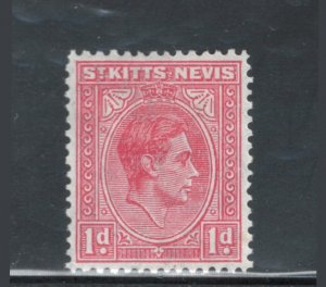 St. Kitts-Nevis 1938 King George VI 1p Scott # 80 MH