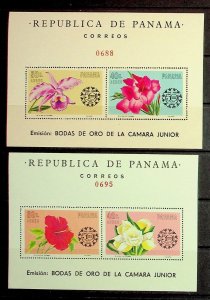 PANAMA Sc C348a-b NH 2SOUVENIR SHEETS OF 1966 - FLOWERS