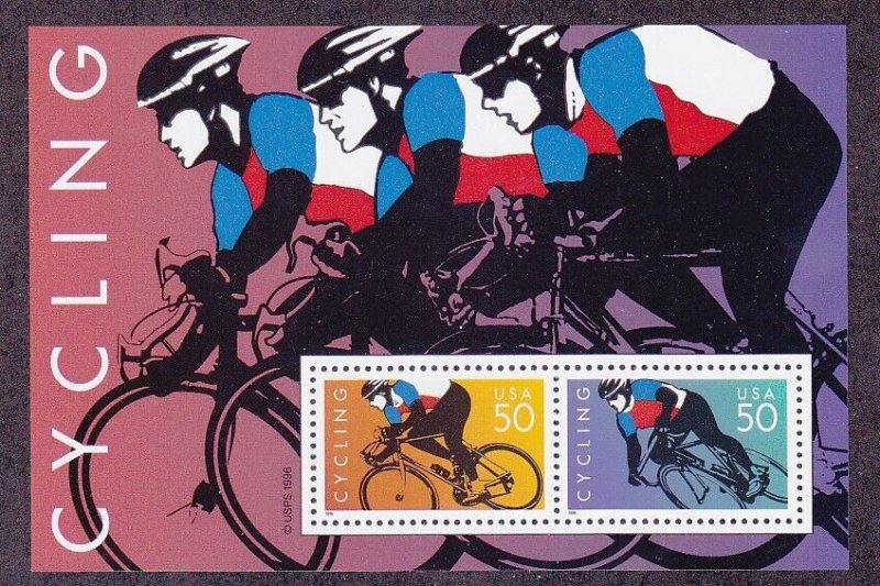 US 3119 MNH Bicycle Cycling Souvenir Sheet Very Fine