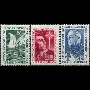 BRAZIL 1955 - Scott# 825-7 Eucharistoc Cong. Set of 3 NH