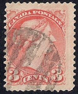 Canada #37 3 cent SUPERB FANCY CANCEL  Stamp used AVG