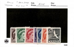 Canada, Postage Stamp, #337-343 Mint NH, 1954-61 Queen Elizabeth (AB)