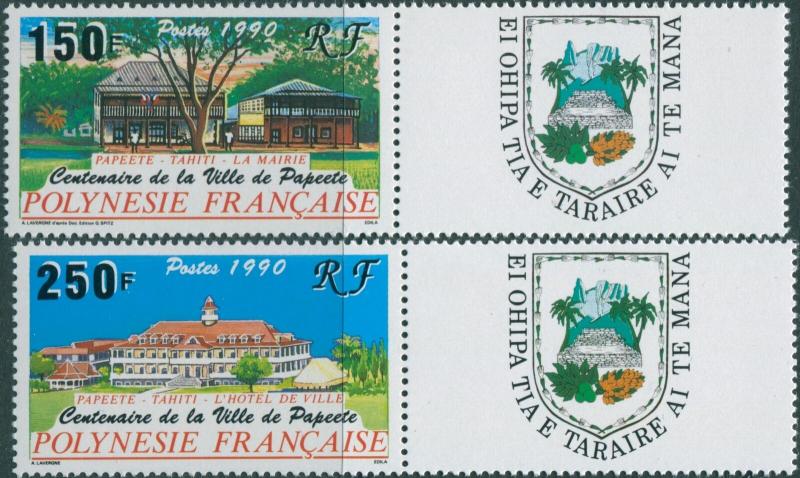 French Polynesia 1990 SG588-589 Papeete set with tabs MLH