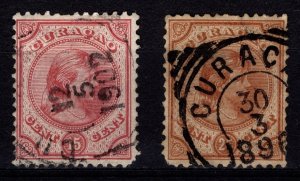 Netherlands Antilles 1892-96 Wilhelmina Def., 15c & 25c [Used]