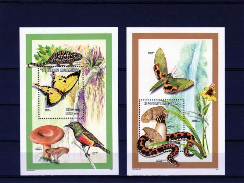 Madagascar 1998 Butterflies/Mushrooms 2 SS MNH Sc# 1374/1375