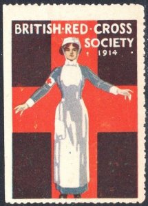 1914 WW One Great Britain Poster Stamp British Red Cross Society Unused