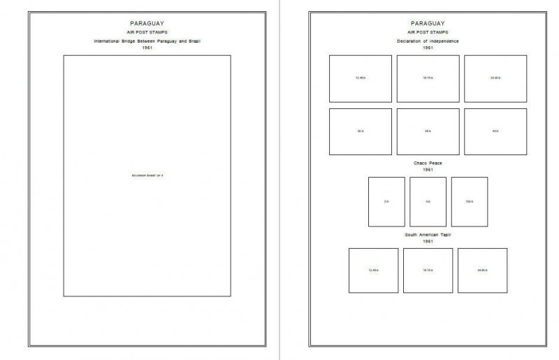 PRINTED PARAGUAY AIRMAIL 1929-1990 STAMP ALBUM PAGES (201 pages)