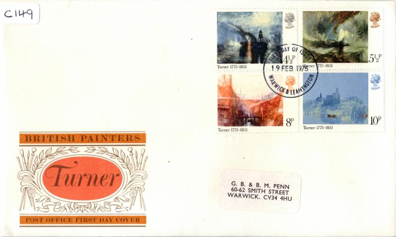 C149 - ILLUSTRATED FDC FEB 1975 - BRITSH PAINTERS. TURNER