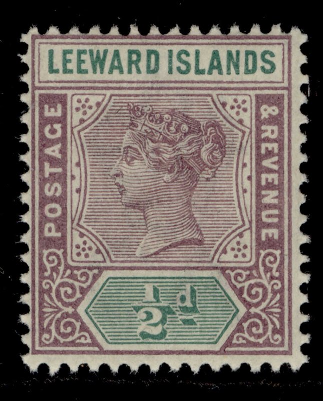 LEEWARD ISLANDS QV SG1, ½d dull mauve and green, NH MINT.