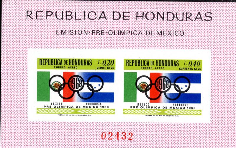 HONDURAS C435a MNH IMPERF S/S SCV $16.00 BIN $9.00