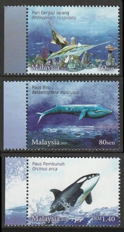 MALAYSIA 2015 ENDANGERED MARINE LIFE set of 3V SG#2073-2075 MNH