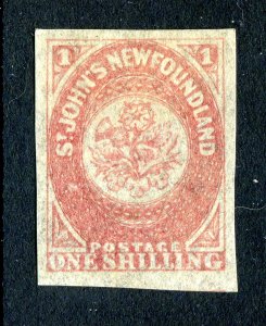 Newfoundland 1862. 1s rose lake. MH. SG23.