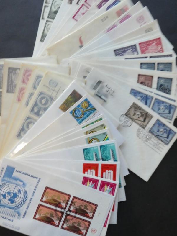 EDW1949SELL : U.N. Nice lot of cachet FDC incl 4 Sc #38, 2+ Sc #1-11 & much more