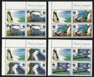 Romania WWF Eurasian Spoonbill Bird 4v Corner Blocks 2006 MNH SG#6731-6734