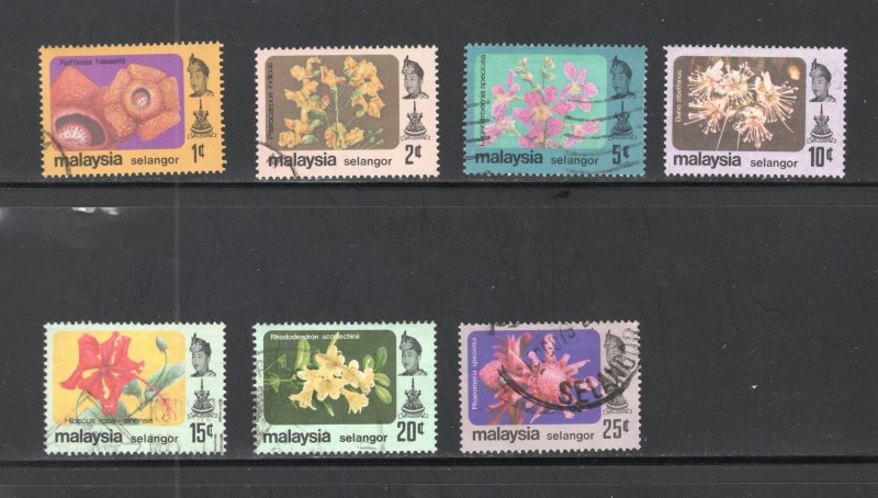 Malaya - Selangor, Scott #135-141  VF, Used, Flowers, CV $3.05 ..... 5600048