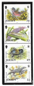 GB - JERSEY SC 1137-37a NH BLOCK-STRIP-MINISHEET of 2004 - WWF - ANIMALS - BIRDS