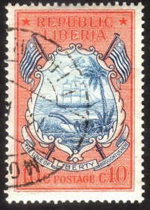 1920, Liberia 10c, Used, Sc 185