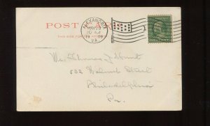 357 BLUISH PAPER USED ON PICTURE POST CARD FROM ALEXANDRIA VA TO PHILLY LV2346