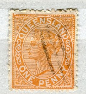 QUEENSLAND; 1880s early classic QV issue fine used Shade of 1d. value