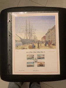 Isle of Man Manx Sailing ships (I)  FDC panel big size, plastic holder