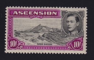 Ascension Sc #49a (1944) 10/- red violet King George VI Perf 13.5 Mint H