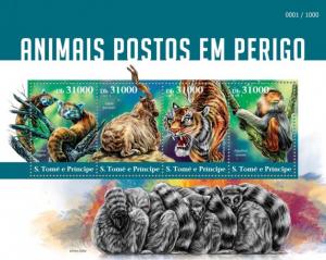 SAO TOME E PRINCIPE 2015 SHEET ENDANGERED ANIMALS WILDLIFE st15405a