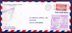 First Flight Pan Am China Clipper Honolulu Singapore Straights Settlements 1941